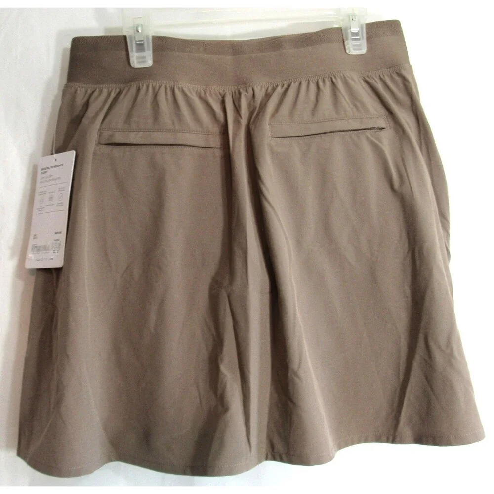 Athleta Brooklyn Heights Brown Jute Short Zip Pockets Skort Size 2 NWT